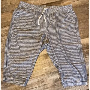 Lane Bryant Gray‎ Striped Linen Capri Pants Plus Size 22/24